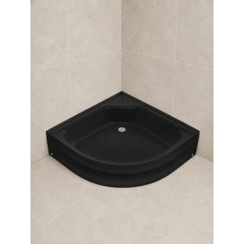 WEMOR  90/24 C BL  900*900*240 мм Поддон душевой черный полукруглый