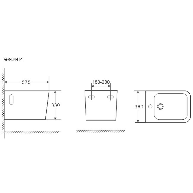 GR-B4414 БИДЕ подвесное БЕЛОЕ (575*360*330) 1 место