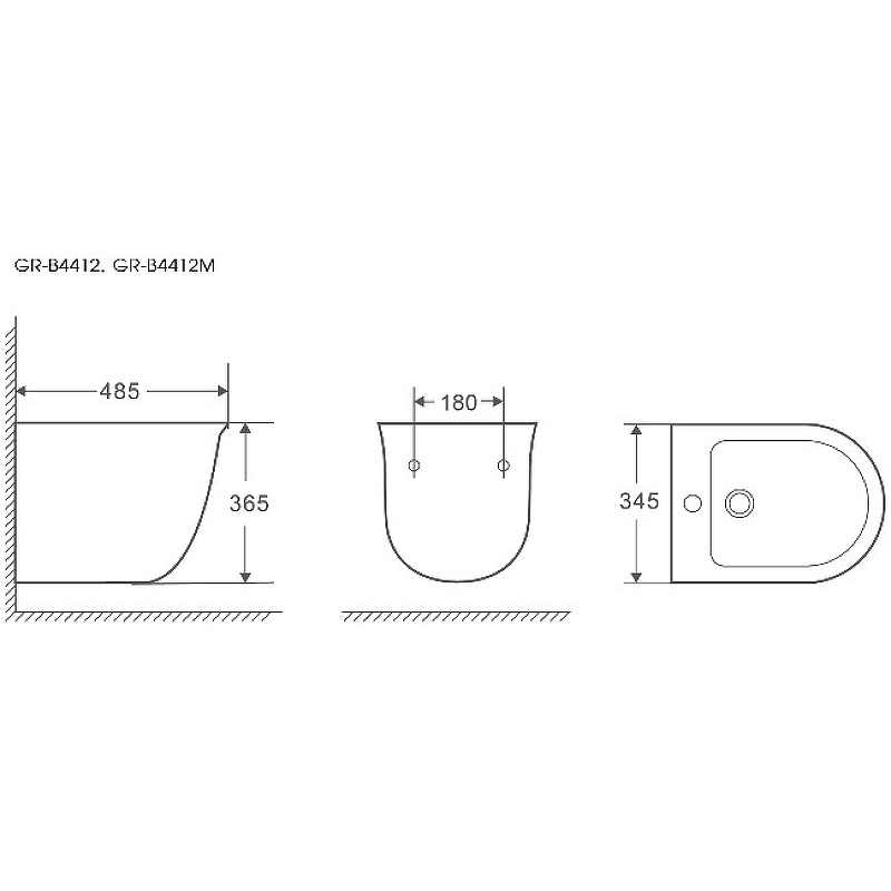 GR-B4412M БИДЕ подвесное БЕЛОЕ МАТОВОЕ (485*345*365) 1 место