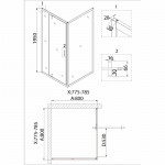 Душ.ограждение NG-63-8A-A80 (80*80*195) квадрат, дверь распашная, 2 места