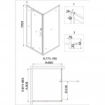 Душ.ограждение NG-63-9A-A80 (90*80*195) прямоугольник, дверь распашная, 2 места