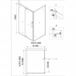 Душ.ограждение NG-63-10A-A70 (100*70*195) прямоугольник, дверь распашная, 2 места