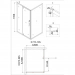Душ.ограждение NG-63-10A-A80 (100*80*195) прямоугольник, дверь распашная, 2 места