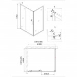 Душ.ограждение NG-62-9A-A90 (90*90*195) квадрат, дверь раздвижная, 2 места