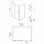 Душ.ограждение NG-62-10A-A80 (100*80*195) прямоугольник, дверь раздвижная, 2 места