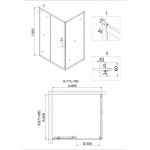 Душ.ограждение NG-82-8AB-A90B (80*90*195) прямоугольник, дверь раздвижная, 2 места