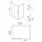 Душ.ограждение NG-82-10AB-A100В (100*100*195) квадрат, дверь раздвижная, 2 места