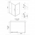 Душ.ограждение NG-82-11AB-A80B (110*80*195) прямоугольник, дверь раздвижная, 2 места