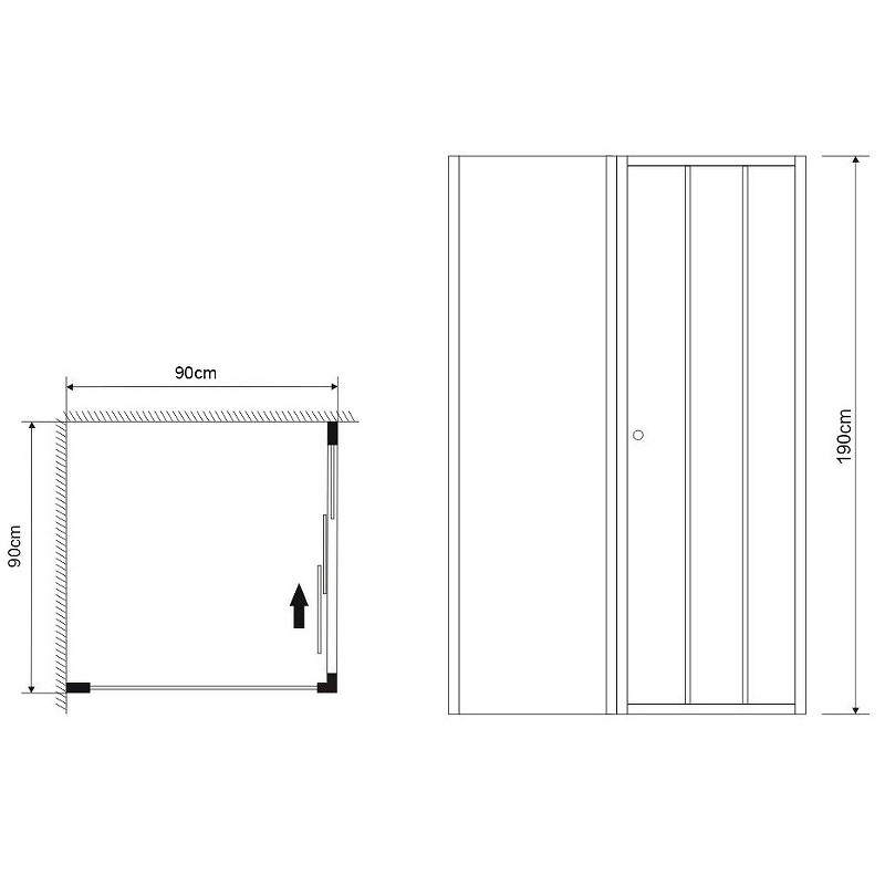 Душ.ограждение GR-D90-P90 Falcon (90*90*190) квадрат, раздвижная дверь из двух частей 2 места
