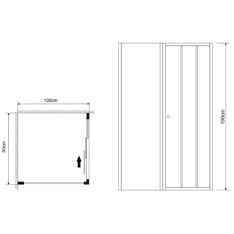 Душ.ограждение GR-D90-P100 Falcon (90*100*190)прямоугольник, раздвижная дверь из двух частей 2 мест