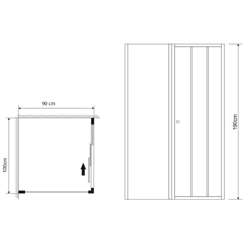 Душ.ограждение GR-D100-P90 Falcon (100*90*190)прямоугольник, раздвижная дверь из двух частей 2 мест