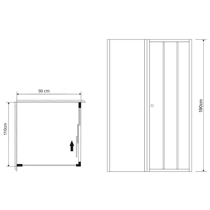 Душ.ограждение GR-D110-P90 Falcon (110*90*190)прямоугольник, раздвижная дверь из двух частей 2 мест