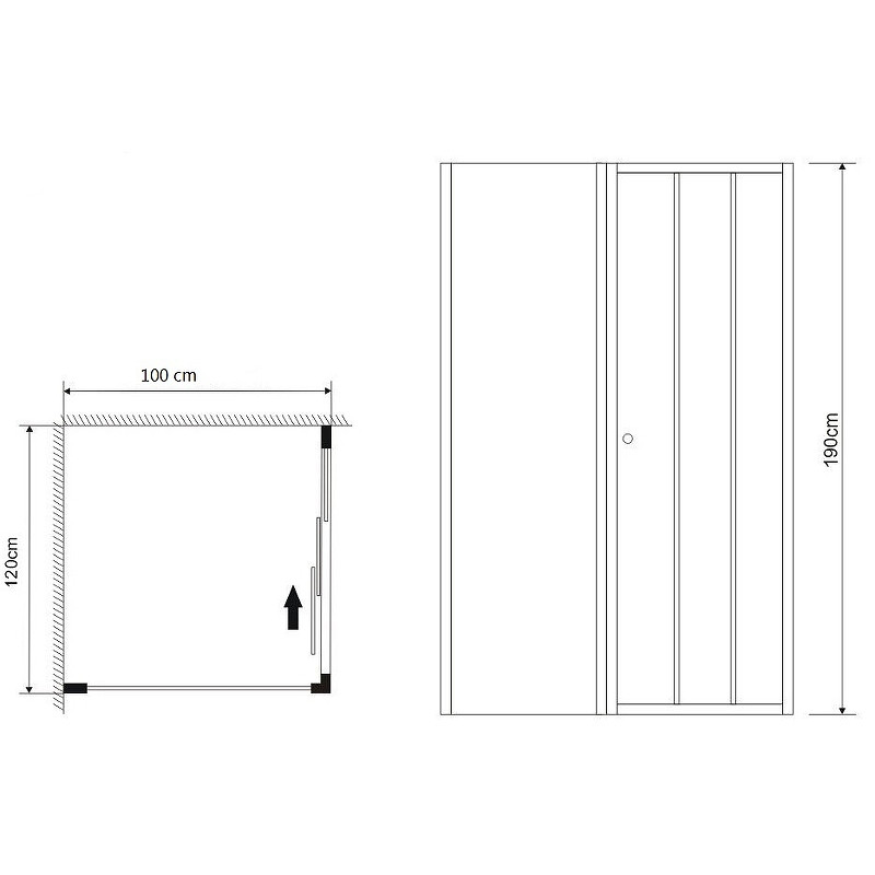 Душ.ограждение GR-D120-P100 Falcon (120*100*190)прямоугольник,раздвижная дверь из двух частей 2 меc
