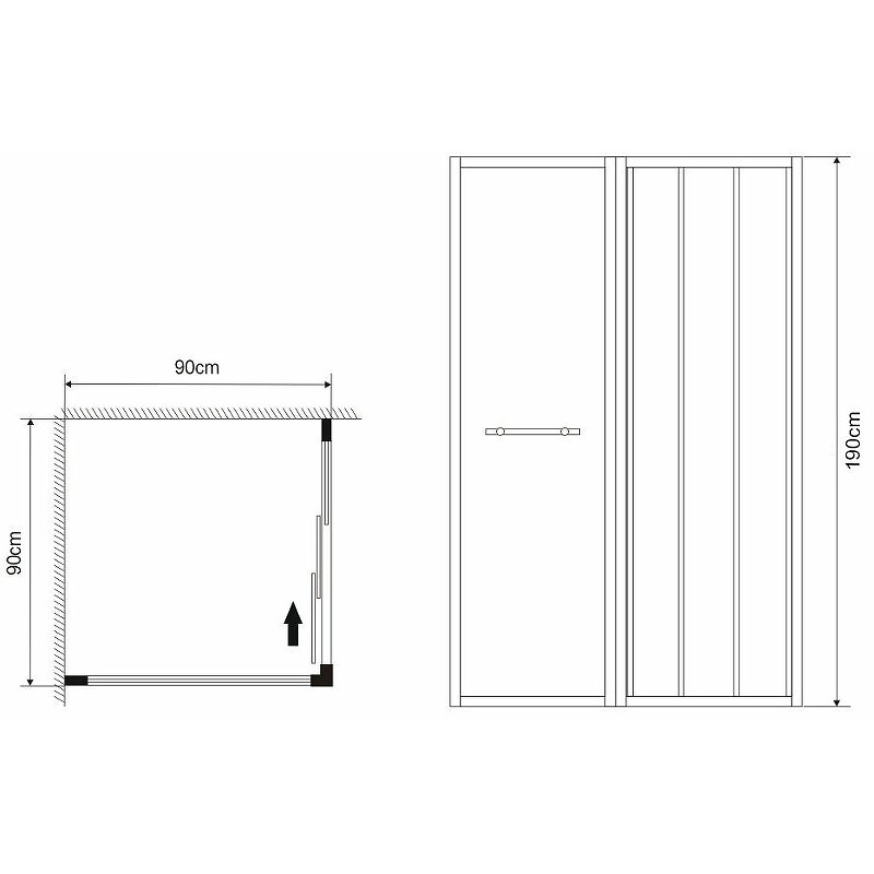 Душ.ограждение GR-9090 Alba1 (90*90*190) квадрат, двери раздвижные 2 места
