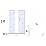 DON XL  120/90/24 MT R Душевое ограждение с поддоном	