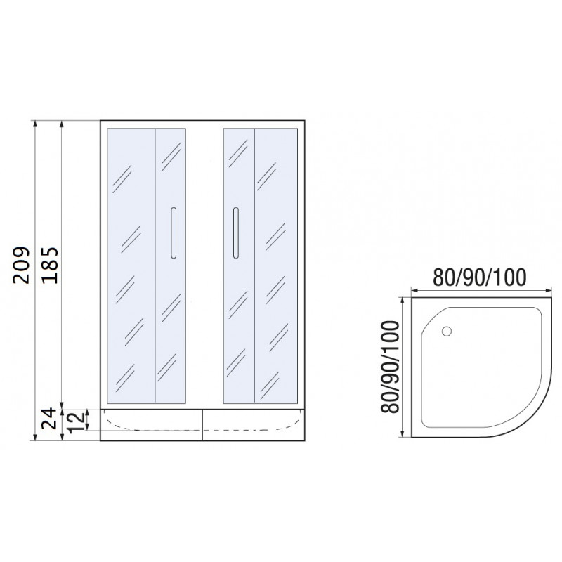 DON XL  100/24 MT Душевое ограждение с поддоном