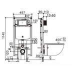 Инсталляция для напольного унитаза с белой кнопкой WW AMBERG 404 WT