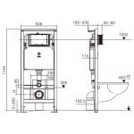 Инсталляция для подвесного унитаза с чёрной кнопкой WW AMBERG 506 ST BL