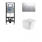 Унитаз с инсталляцией WeltWasser и кнопкой смыва (AMBERG 506 + GELBACH 043 MT-WT + AMBERG RD-CR)
