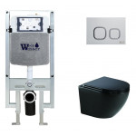 Унитаз с инсталляцией WeltWasser и кнопкой смыва (AMBERG 497 ST + MERZBACH 041 XL MT-BL + AMBERG RD-WT)