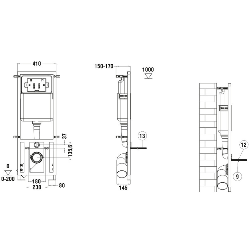 Унитаз с инсталляцией WeltWasser и кнопкой смыва (MARBERG 410 + GELBACH 043 MT-WT + MAR 410 SE MT-BL)