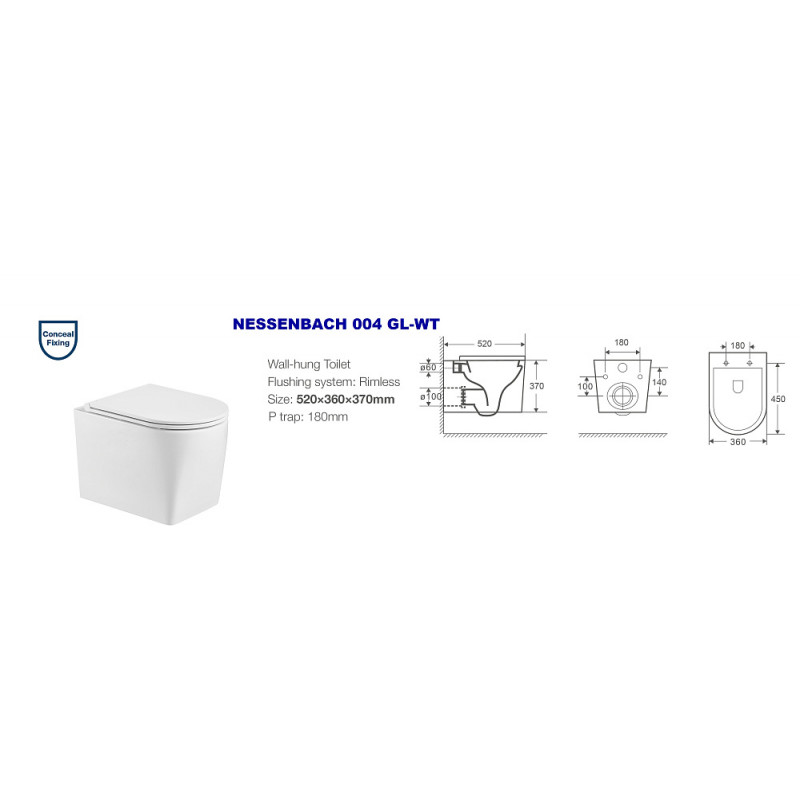 Унитаз с инсталляцией WeltWasser и кнопкой смыва (AMBERG 350 + NESENBACH 004 GL-WT + AMBERG RD-MT CR)