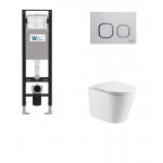 Унитаз с инсталляцией WeltWasser и кнопкой смыва (AMBERG 350 + SALZBACH 043 GL-WT + AMBERG RD-MT CR)
