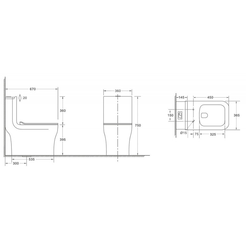 WW GLANBACH 001 GL-WT Унитаз моноблок