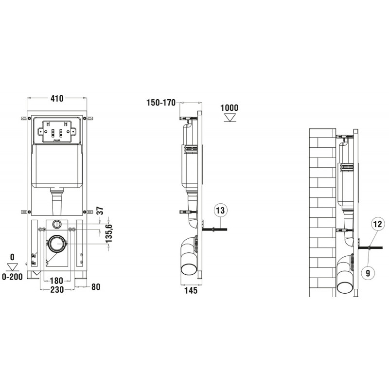Унитаз с инсталляцией WeltWasser и кнопкой смыва (MARBERG 410 + MERZBACH 043 GL-WT + MAR 410 SE CR)