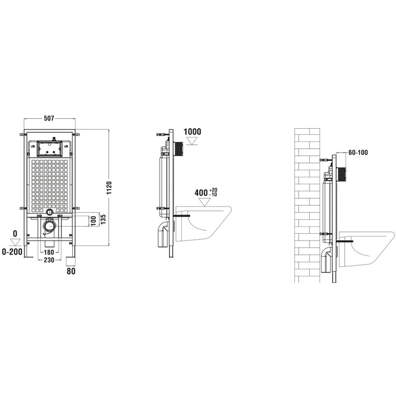 Унитаз с инсталляцией WeltWasser и кнопкой смыва (MARBERG 507 + GELBACH 043 MT-BL + MAR 507 SE GL-WT)