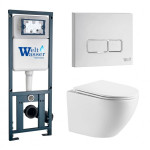 Унитаз с инсталляцией WeltWasser и кнопкой смыва (MARBERG 410 + GELBACH 043 GL-WT + MAR 410 SE GL-WT)
