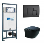 Унитаз с инсталляцией WeltWasser и кнопкой смыва (MARBERG 507 + MERZBACH 041 XL MT-BL + MAR 507 SE MT-BL)