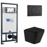 Унитаз с инсталляцией WeltWasser и кнопкой смыва (MARBERG 507 + GELBACH 043 MT-BL + MAR 507 RD MT-BL)