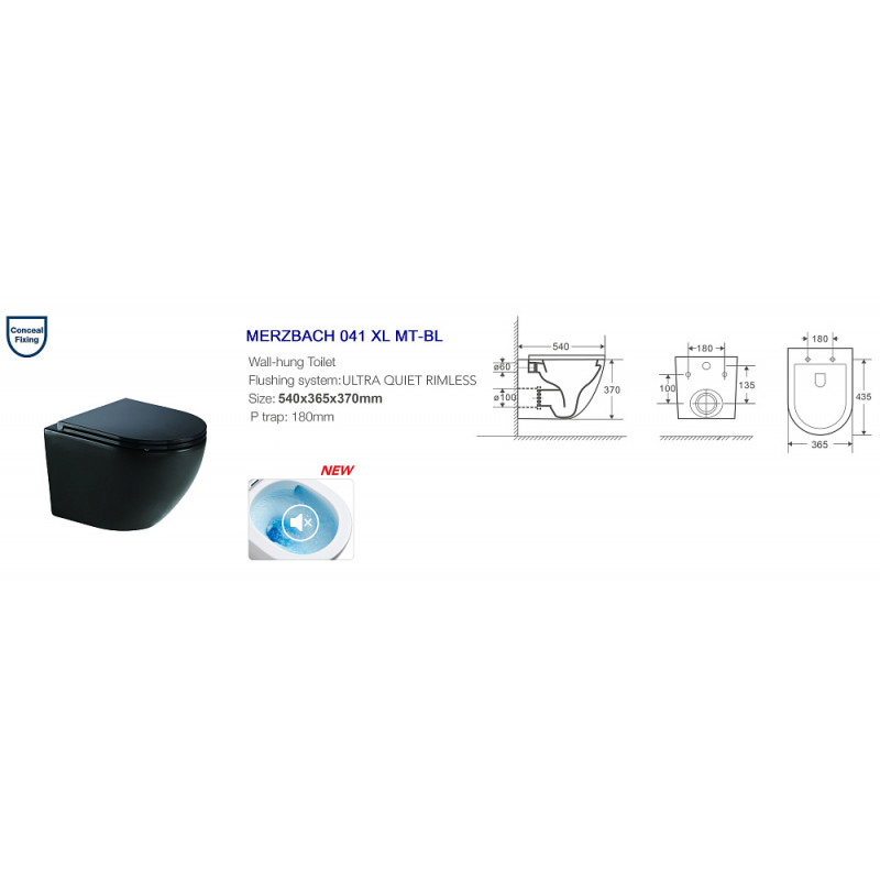 Унитаз с инсталляцией WeltWasser и кнопкой смыва (MARBERG 507 + MERZBACH 041 XL MT-BL + MAR 507 SE)
