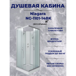 Душ.каб. NG-1101-14BK (900х900х2000) низкий поддон(13см) стекло МАТОВОЕ 3 места с полкой