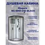 Душ.каб. NG-6901-01D BLACK (900х900х2200) низкий поддон (16 см), стекло ТОНИРОВАННОЕ, 4 места