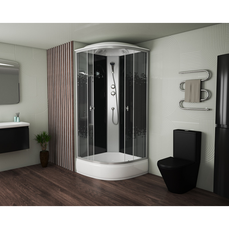 Душевая кабина Niagara NG-3504-14BLACK размер 90*90*215 см, средний поддон 26 см