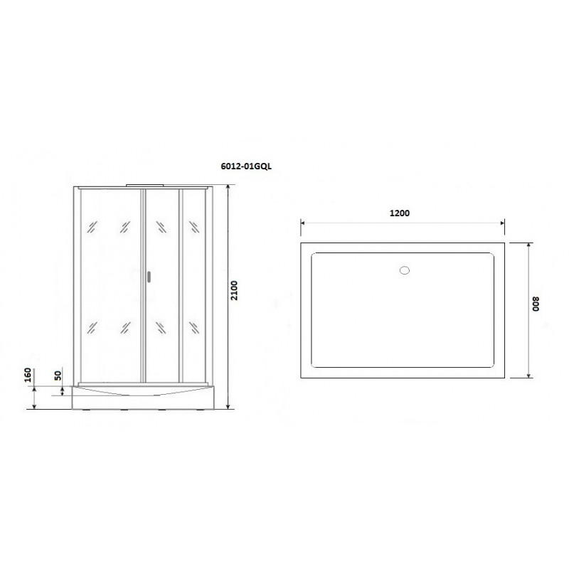 Душевая кабина Niagara Premium NG-6012-01GQL размер 120*80*210, низкий поддон 16 см