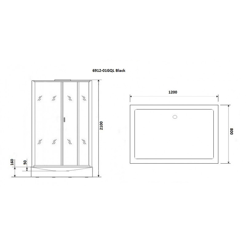 Душевая кабина Niagara Premium NG-6912-01GQL BLACK размер 120*80*210 см, низкий поддон 16 см