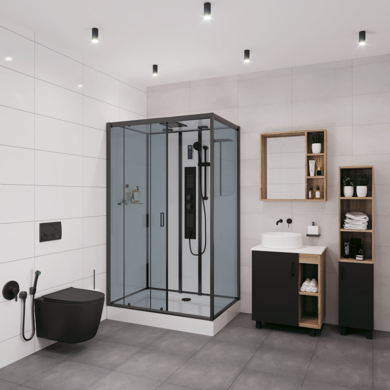 Душевая кабина Niagara Premium NG-6912-01GQL BLACK размер 120*80*210 см, низкий поддон 16 см