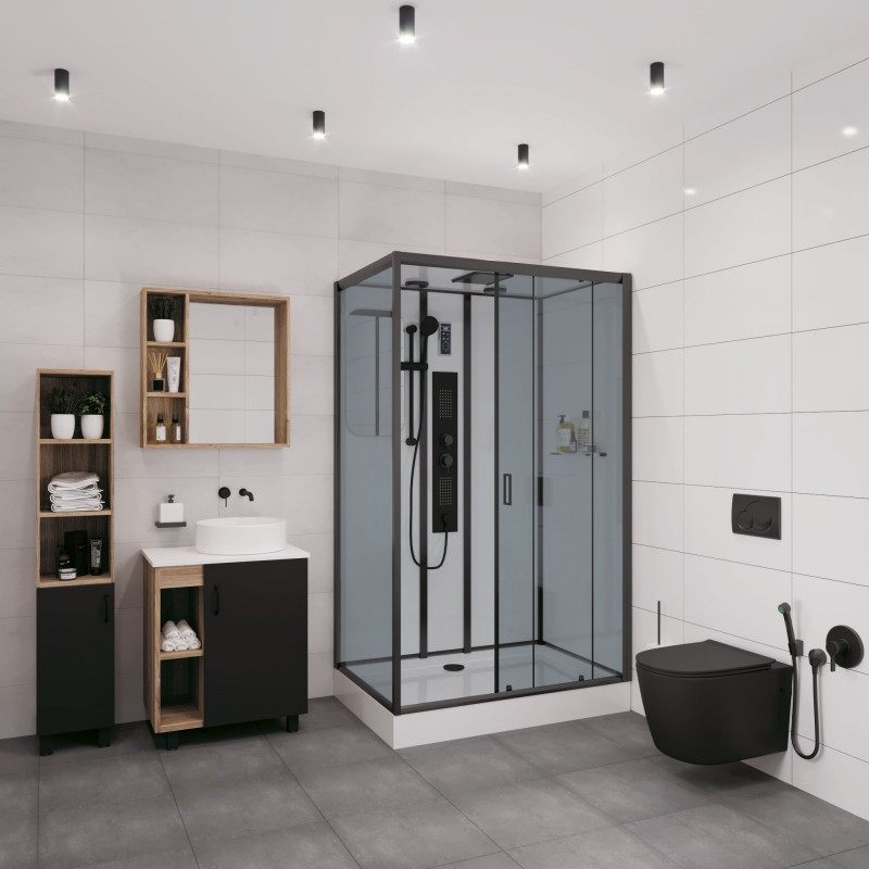 Душевая кабина Niagara Premium NG-6912-01GQR BLACK размер 120*80*210 см, низкий поддон 16 см