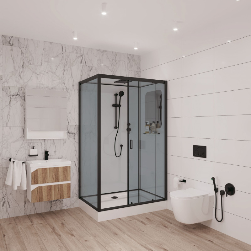 Душевая кабина Niagara Premium NG-6912-01QR BLACK размер 120*80*210 см, низкий поддон 16 см