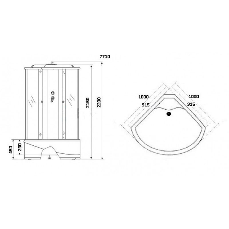 Душевая кабина Niagara Lux 7710G размер 100*100*215 см, низкий поддон 45 см