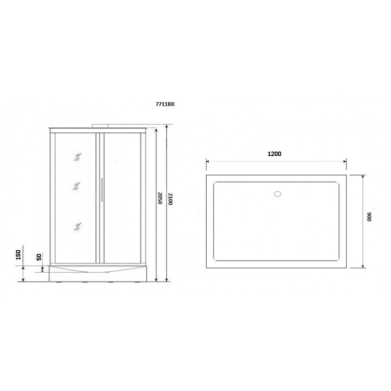 Душевая кабина Niagara Lux NG-7711WBK размер 120*90*215 см, низкий поддон 15 см
