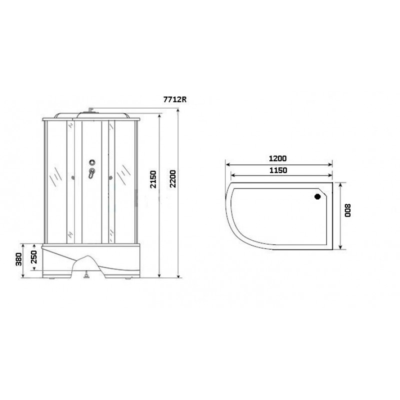 Душевая кабина Niagara Lux 7712 GL размер 120*80*215 см, высокий поддон 38 см