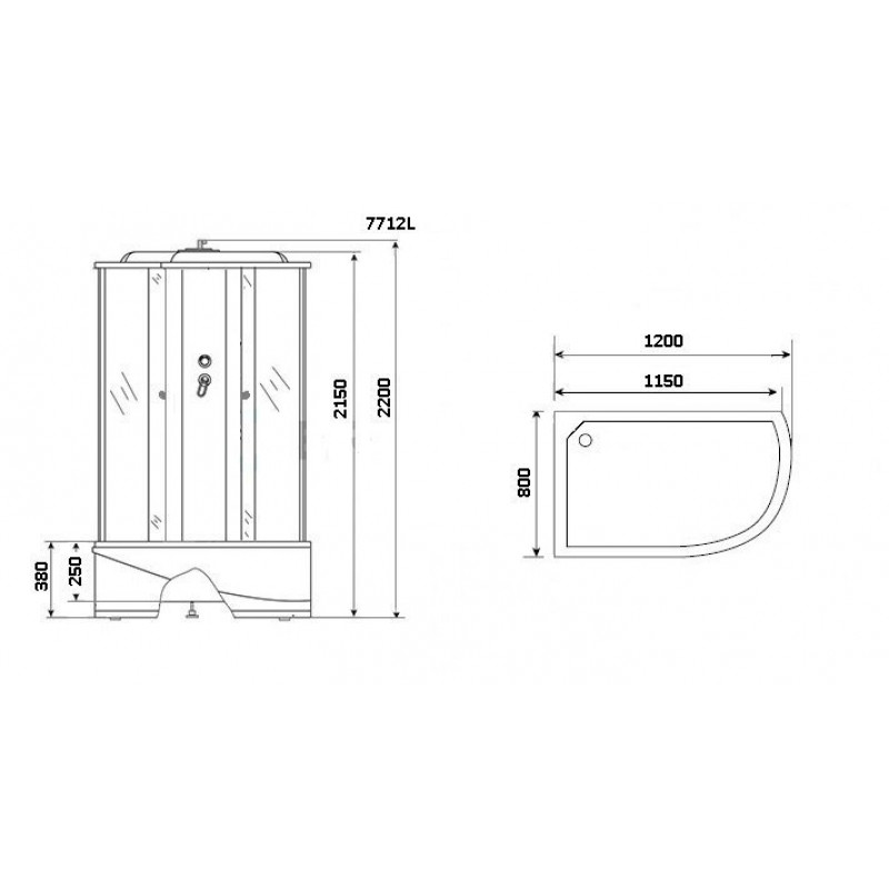 Душевая кабина Niagara Lux 7712 WL размер 120*80*215 см, высокий поддон 38 см