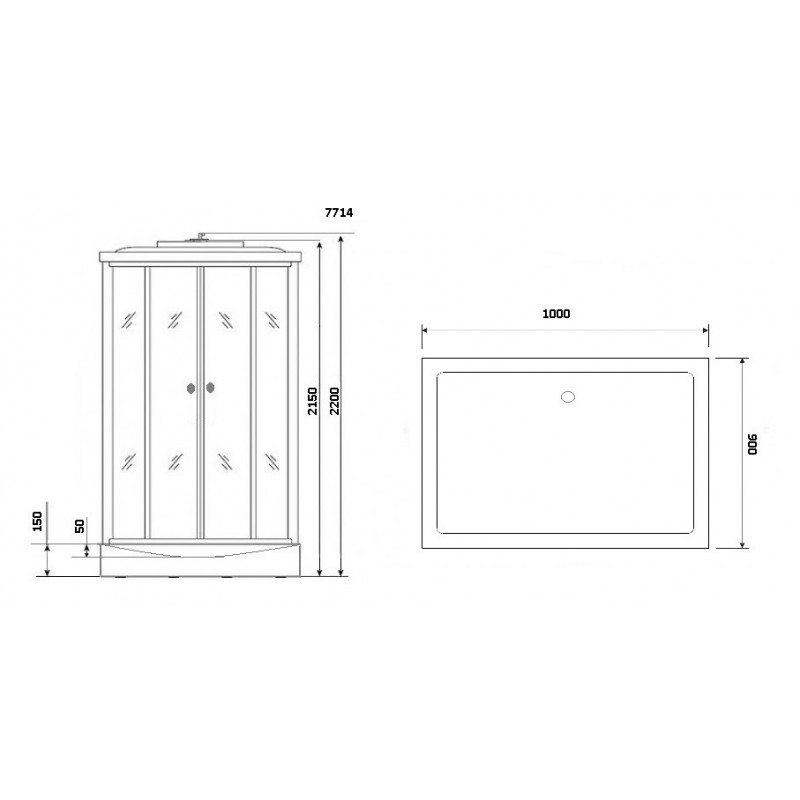 Душевая кабина Niagara Lux 7714W  размер 100*90*215 см, низкий поддон 15 см