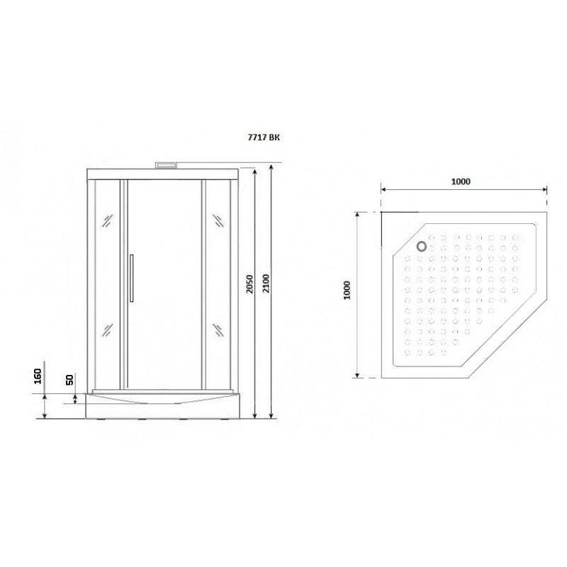 Душевая кабина Niagara Lux NG-7717WBK размер 100*100*210 см, низкий поддон 15 см
