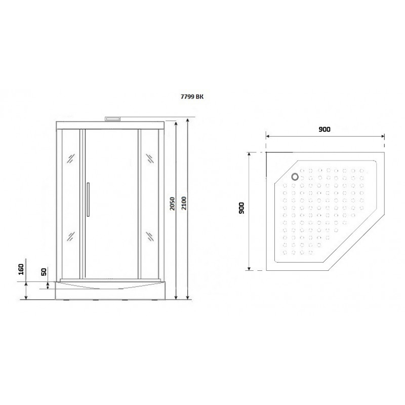 Душевая кабина Niagara Lux NG-7799WBK размер 90*90*210 см, низкий поддон 15 см