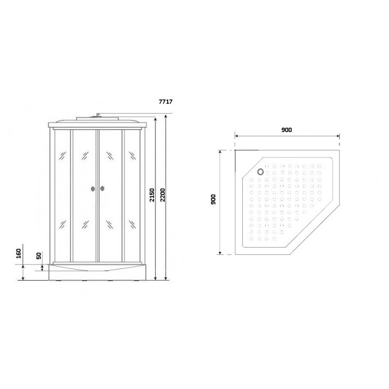 Душевая кабина Niagara Lux 7717W размер 100*100*215 см, низкий поддон 15 см